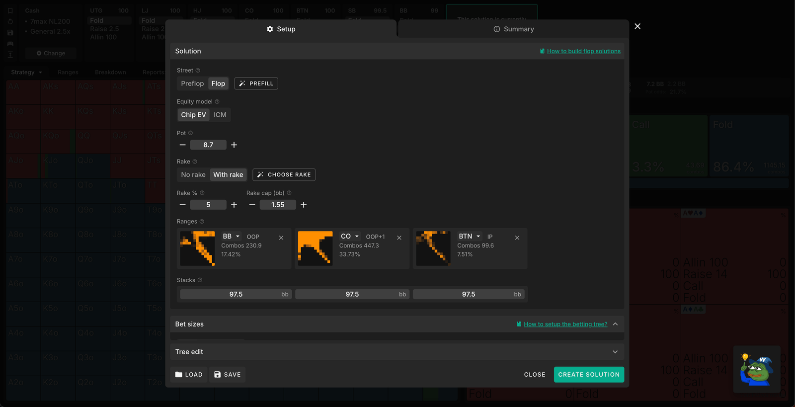 GTO Wizard's 3-way solver