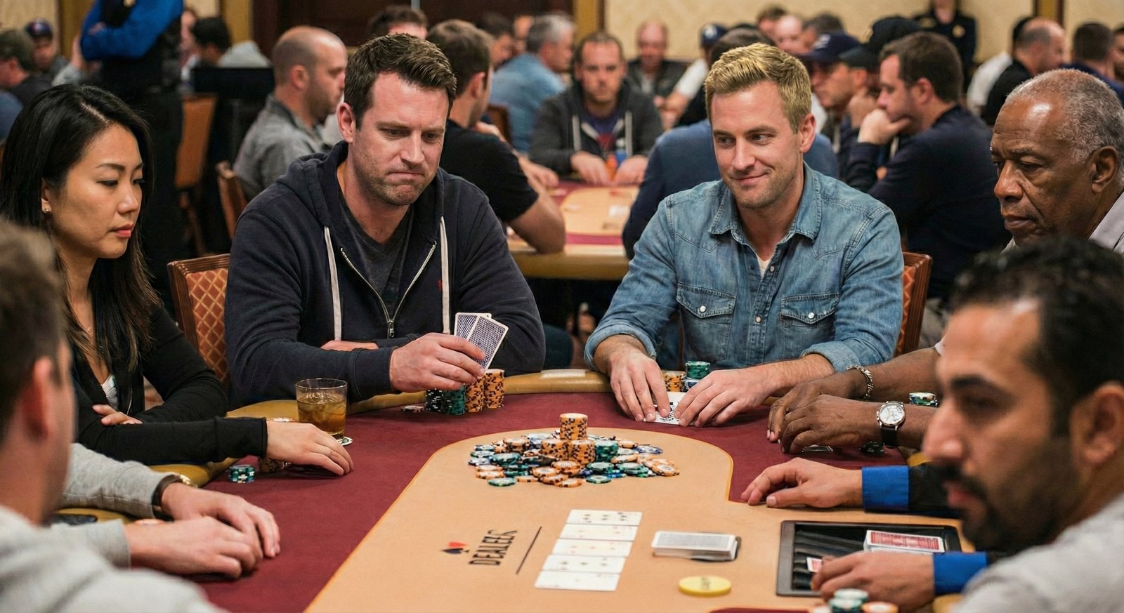 A poker player outsmarts another poker player at a poker event