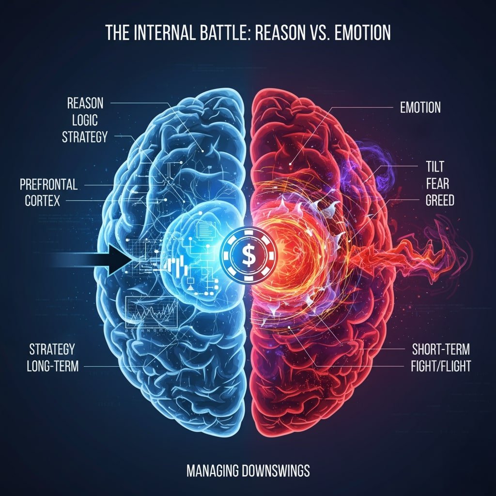 Internal battle of a poker player